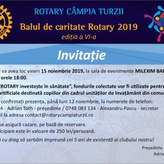 Balul de caritate Rotary Club CĂ˘mpia Turzii 2019, ediČia a VI-a